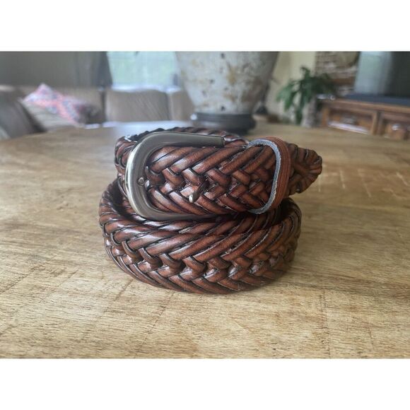 Men’s GENUINE LEATHER BONDED LEATHER Brown Belt Sized 42 - Picture 1 of 7